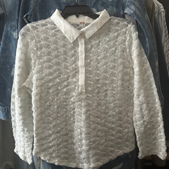 NWOT Free People Girl Next Door Polo in Ivory Size XL - Picture 3 of 7